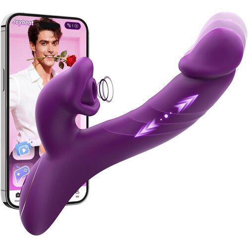 SuperLove Harmony Rabbit Sucking Thrusting Vibrator with App Purple Slike