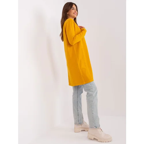 Fashion Hunters Long mustard cardigan with cotton