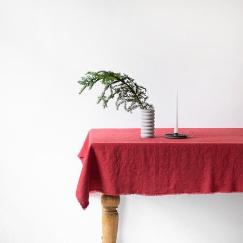 Linen Tales crveni laneni stolnjak Classic, 140 x 140 cm Slike