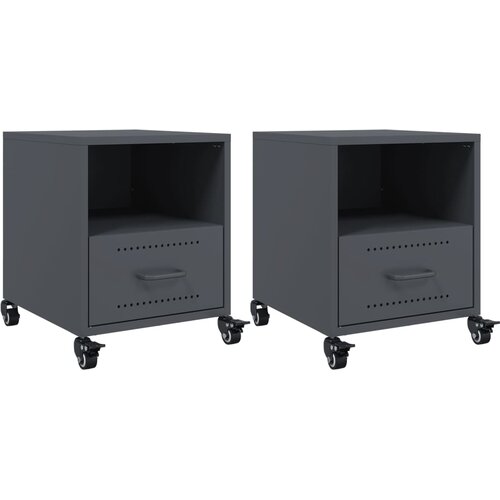 Maison Chic Dvo delni komplet Nočne omarice - Nočne mize antracit 36x39x43,5 cm jeklo, (21688171) Slike