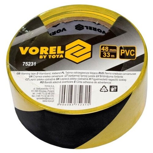 VOREL Samolepilni opozorilni trak 48mm črno-rumen 33m, (20437129) Cene