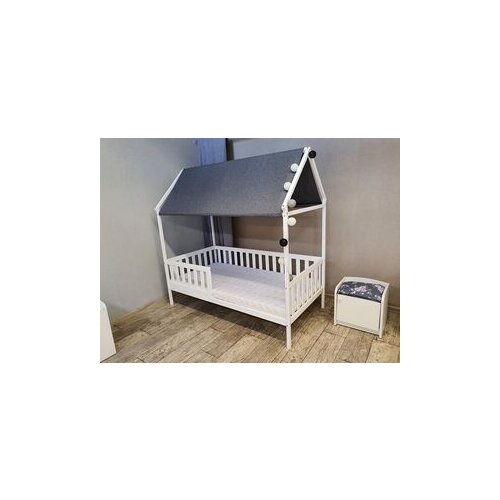  krevet planinska kućica sa du&amp;scaron;ekom premium 180x80 domek - retro bela 770010 Slike