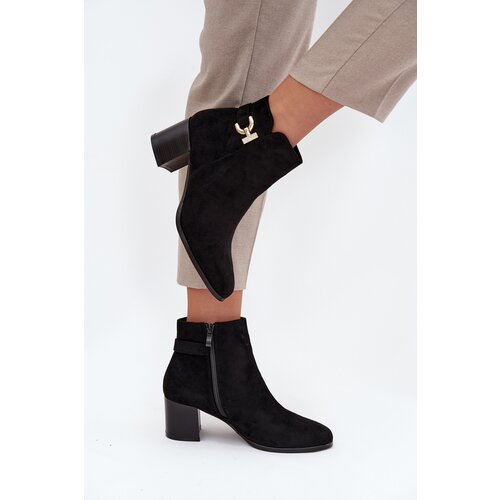 Boto Insulated Women's Ankle Boots on Heel with Gold Detail Black Renora Cijene