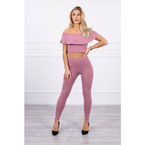 Kesi Set with a frills in dark pink color Slike