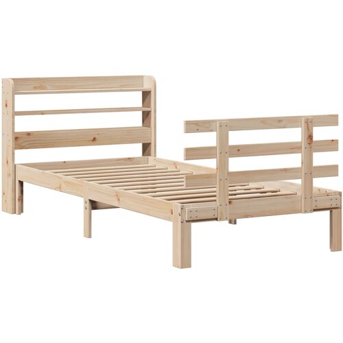 VidaXL Posteljni okvir z vzglavjem bel 75x190 cm trdna borovina, (21304276) Slike