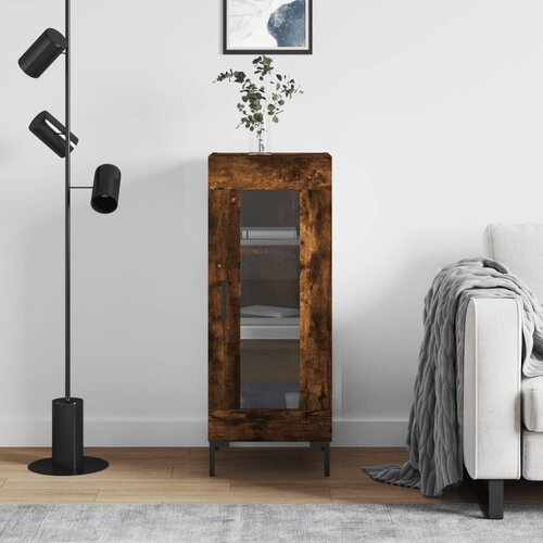 VidaXL Komoda dimljeni hrast 34,5x34x90 cm inženirski les Slike