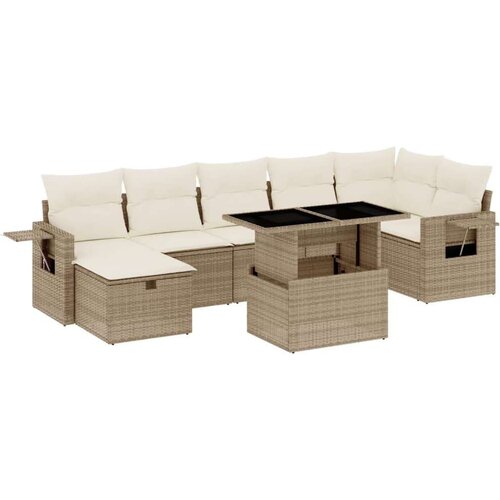 VidaXL 8-dijelni set vrtnih sofa od poliratana s jastucima bež Slike