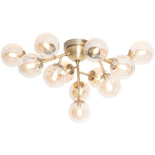 QAZQA Smart plafondlamp brons met amber glas 12-lichts incl. 12 Wifi G9 - Bianca Cene