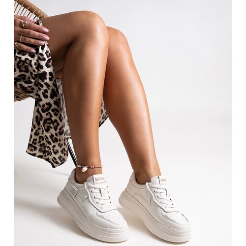 Gemre Beige leather sneakers with thick sole Aria Cene
