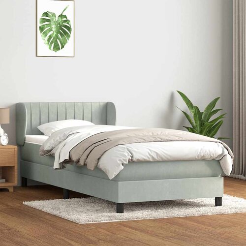 vidaXL Box spring postelja z vzmetnico svetlo siv 90x220 cm žamet Cene