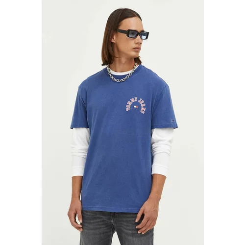 Tommy Jeans Pamučna majica boja: tamno plava, s tiskom