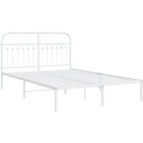 Metalni okvir za krevet s uzglavljem bijeli 135x190 cm Slike