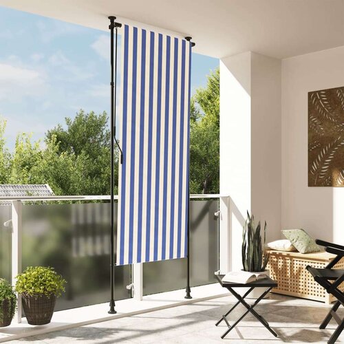  Zunanje rolo senčilo modro in belo 100x270 cm tkanina in jeklo Cene