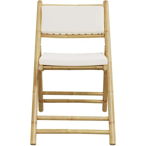 VidaXL 5-dijelni sklopivi bistro set s krem bijelim jastucima bambus Slike