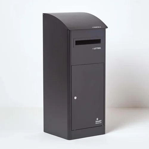 HOMESCAPES Dodatno velika poštna škatla s poševnim zgornjim delom in sprednjim dostopom, črne barve, (20740331)