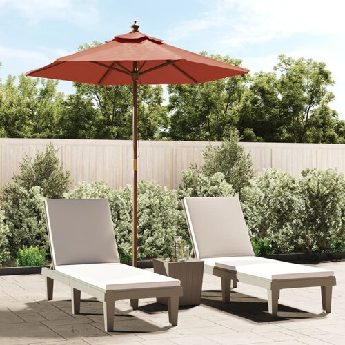 VidaXL Vrtni suncobran s drvenim stupom terakota 196 x 231 cm Slike