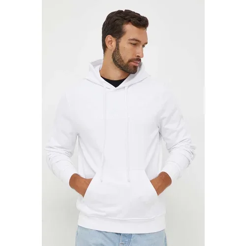 Liu Jo Bombažen pulover moška, bela barva, s kapuco