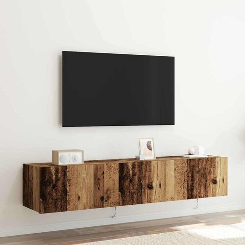 TV zidni ormar s LED svjetlima 2 pcs Staro drvo 80 x 35 x 31 cm Cene