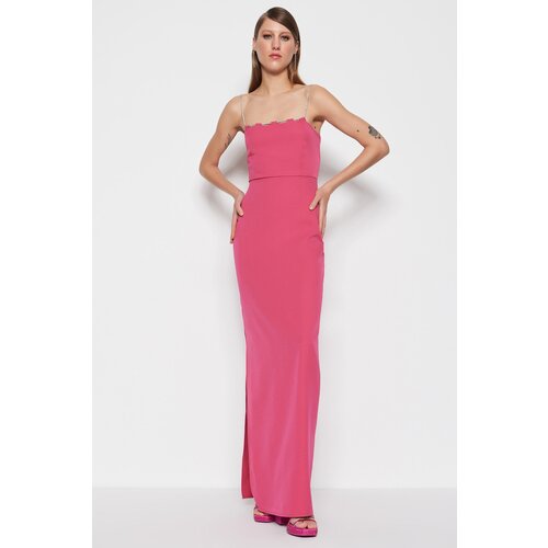 Trendyol Evening Dress In Fuchsia Lined Woven Shiny Stones Evening Dress Cene