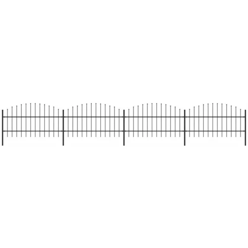 vidaXL vrtna ograda s ukrasnim kopljima (0,75-1) x 6,8 m čelična crna