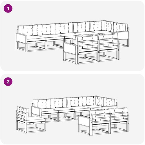  Set vanjskih sofa 8 kom. Prirodna i Svjetlosiva Slike