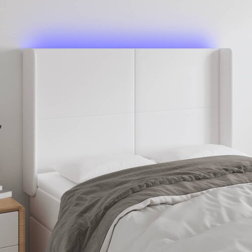  LED uzglavlje bijelo 147x16x118/128 cm od umjetne kože Cijene
