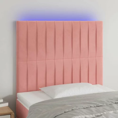  posteljno vzglavje roza 90x5x118/128 cm žamet
