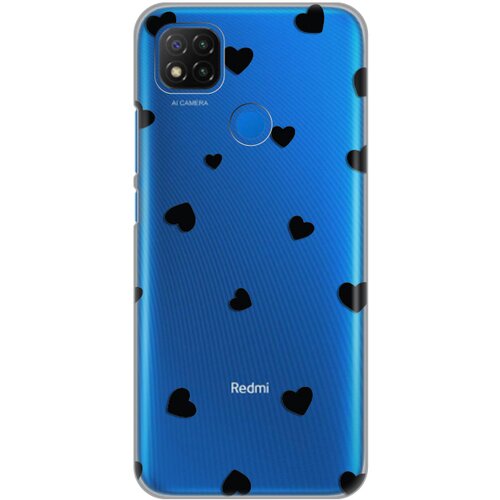 silikonska maska za Xiaomi Redmi 9C/10A Hearts Print Skin providna Slike