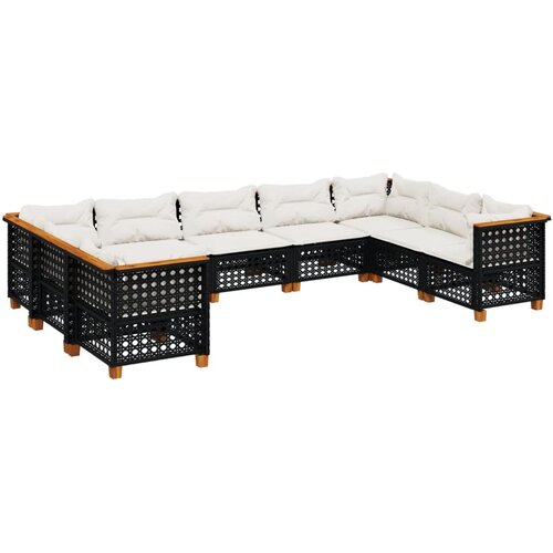  9-dijelni set vrtnih sofa s jastucima crni od poliratana Crna 63.5 x 63.5 x 62 cm Slike