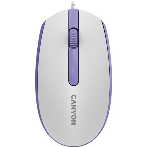 Canyon Wired  optical mouse with 3 buttons, DPI 1000, with 1.5M USB cable,White lavender, 65*115*40mm, 0.1kg - CNE-CMS10WL Cene