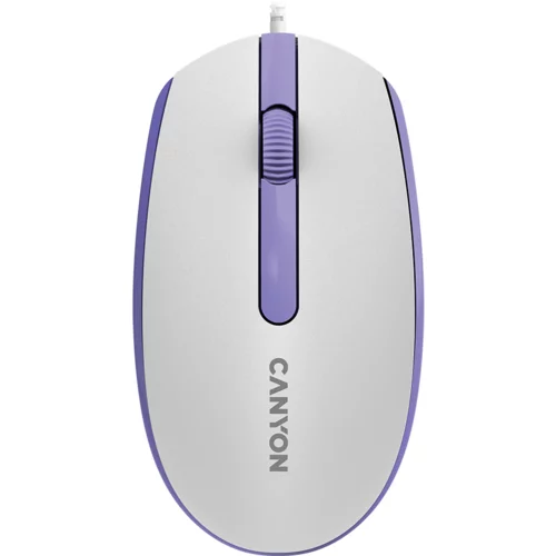 Canyon Wired optical mouse with 3 buttons, DPI 1000, with 1.5M USB cable,White lavender, 65*115*40mm, 0.1kg - CNE-CMS10WL