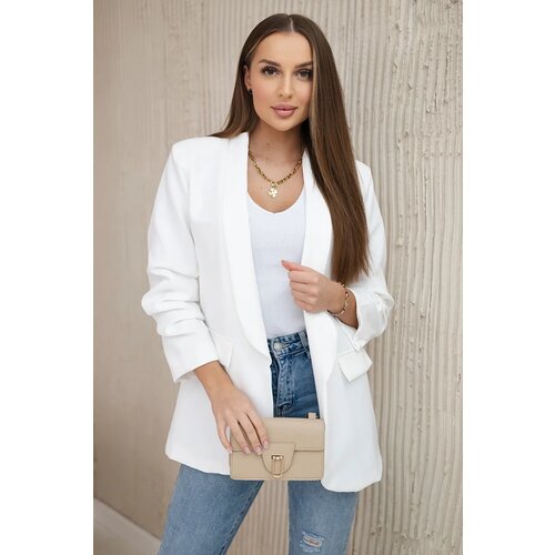 Kesi Włoski Elegant jacket with lapels ecru Cene