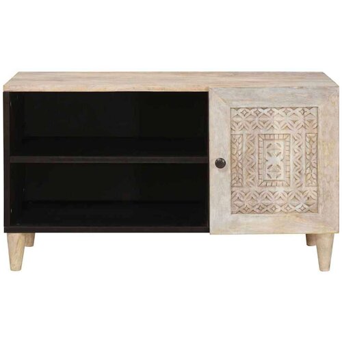 VidaXL tv ormar s policom bijelo 80 x 33 x 46 cm masivno drvo manga Slike