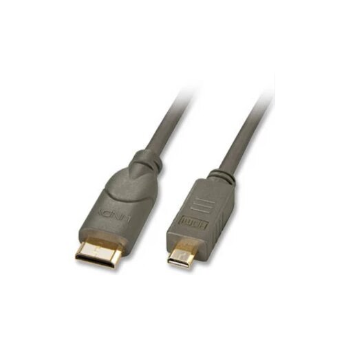 Lindy HDMI priključni kabel HDMI-Mini-C utikač, HDMI-Micro-D utikač 1.00 m sivo-srebrna 41340 high speed HDMI sa eternetom, OFC vodič, okrugli, Ultra HD (4K) HDMI s eternetom, dvostruko za&amp;scaron;ti Slike