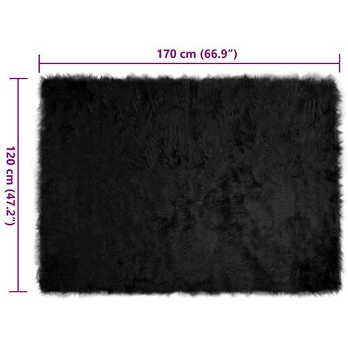 VidaXL Lažni Ovčji Tepih Crna 120 x 170 cm Poliester Slike