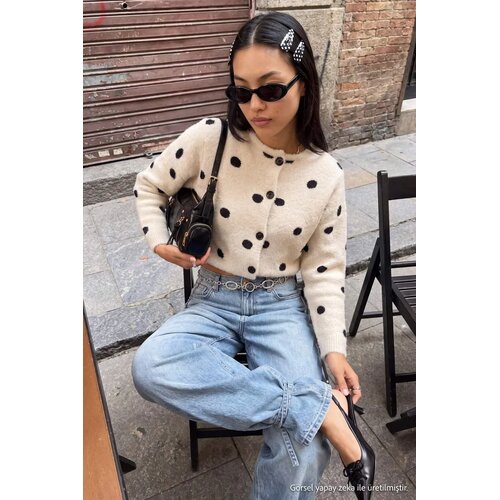 TRENDYOLMILLA Trendyol ženski duks Ecru Soft Textured Crew Neck Polka Dot Knitwear Cardigan Twoaw26Hi00283 Cene
