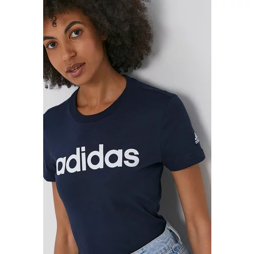 Adidas Bombažen t-shirt mornarsko modra barva