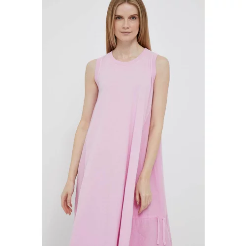 Deha Obleka iz mešanice lana roza barva