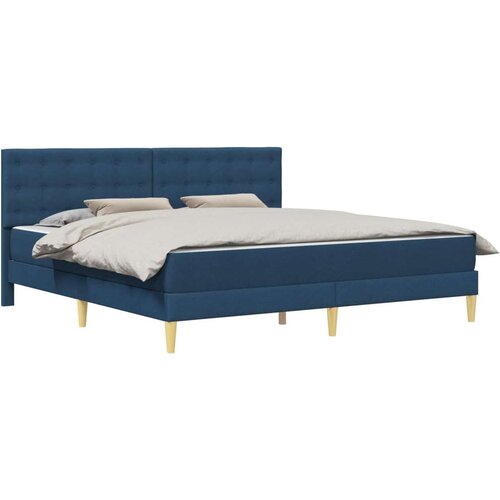  Okvir kreveta s madracem Plava 200 x 200 cm tkanina - Plava 200 x 200 cm Slike
