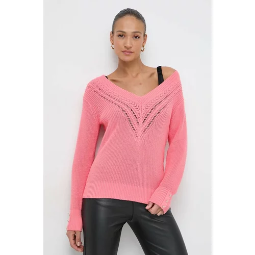 Morgan Bombažen pulover roza barva