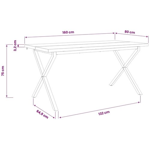  Stol za blagovanje s prirodnim rubom 160 x 80 x 75 cm Prirodna - Prirodna i crna 160 x 80 x 75 cm Živi rub Slike