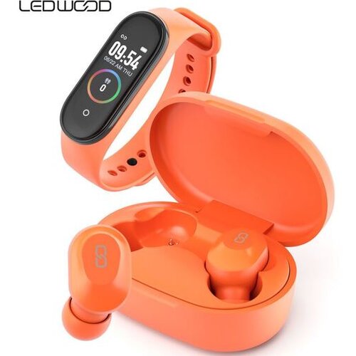 Ledwood SLU-LD-XT91-KEPLER-OR oranžna brezžične slušalke + športna zapestnica Cene