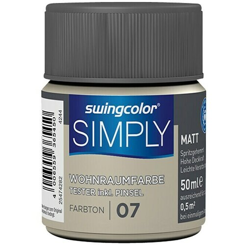 SWINGCOLOR Boja za zid SIMPLY Tester (Bež &amp;ndash; br. 07, 50 ml, Mat) Slike