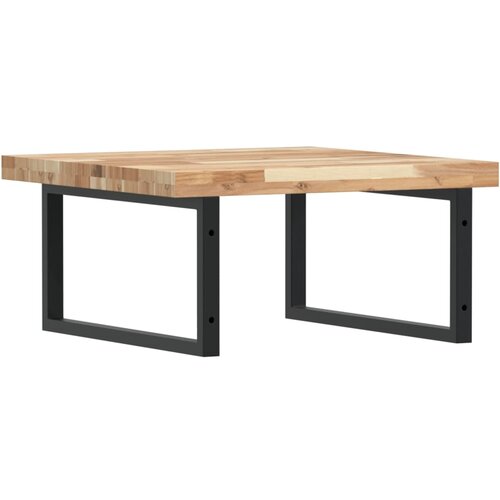  Zidna polica za umivaonik od čelika i masivnog bagremovog drva Smeđa 60 x 60 x 4 cm Slike