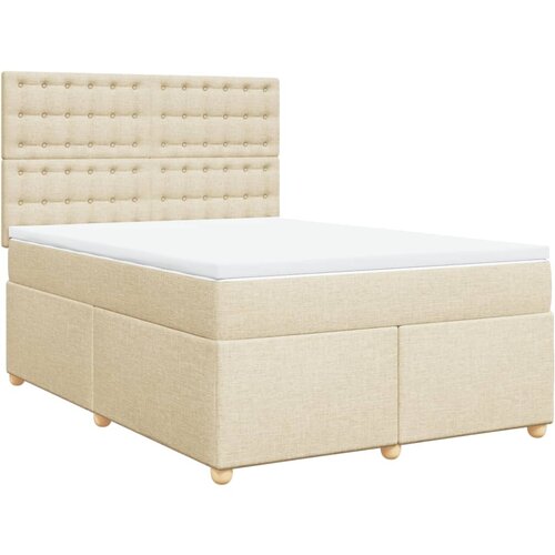 vidaXL Box spring postelja z vzmetnico krem 140x200 cm blago, (21305899) Cene