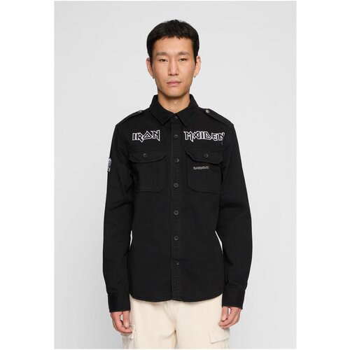 Brandit Men&amp;#039;s Iron Maiden Vintage Long Sleeve Shirt Eddy Black Slike
