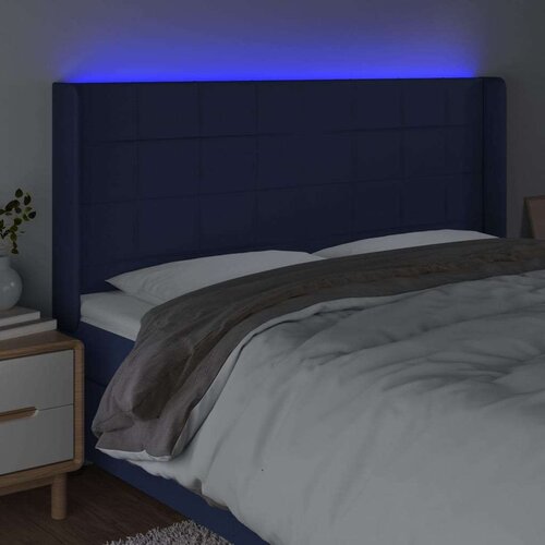  Uzglavlje plavo 163 x 16 x 118/128 cm od tkanine Slike