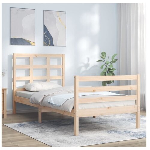 VidaXL Okvir za krevet s uzglavljem 100x200 cm od masivnog drva Slike