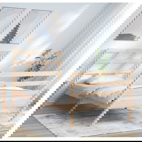 VidaXL Posteljni okvir z vzglavjem 100x200 cm trden les Slike