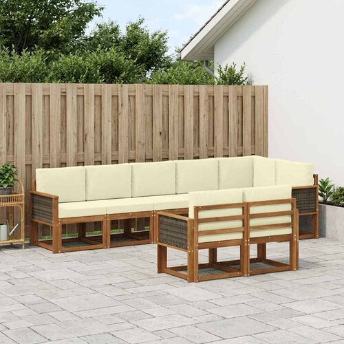  Set vanjskih sofa s jastukom 8 pcs Prirodna i krem Poliester Cene